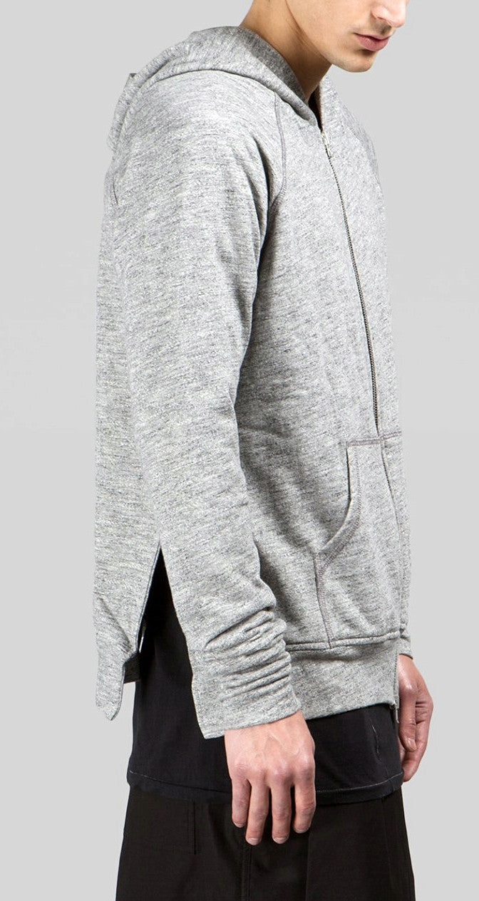 Men's Long Slim Extended Slevees Side Slits Pockets  - Side Splits // Zip Closure Hoodie - Ofelya Boutique