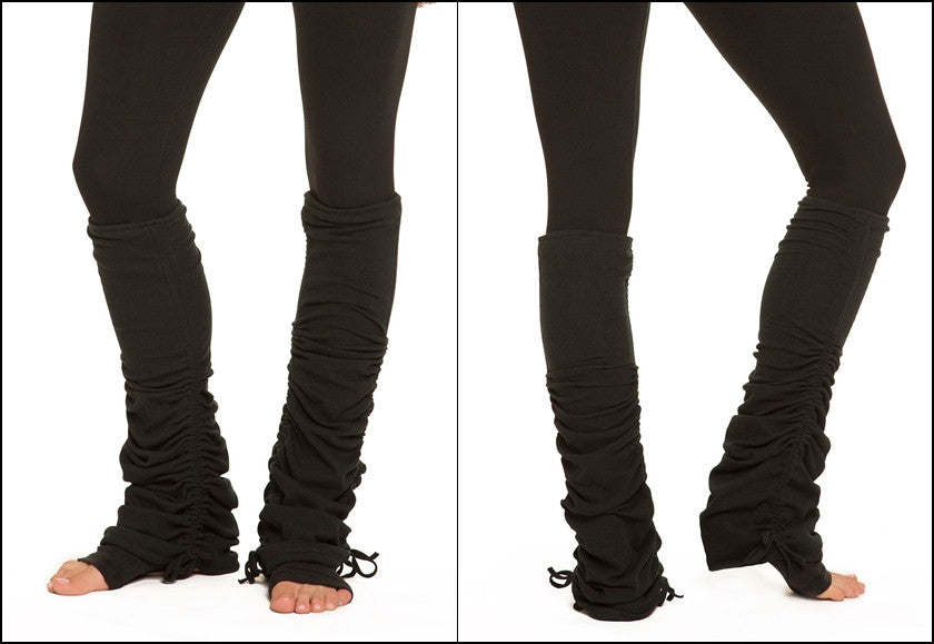 laceyleft - Sheer Tights / Plain Ruffle Cable-Knit Leg Warmers / Set