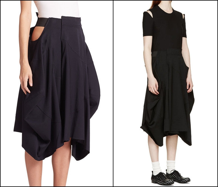 Women Loose Fitting Black Asymmetrical Hybrid Shorts Skirt // Draped Skirt - Ofelya Boutique