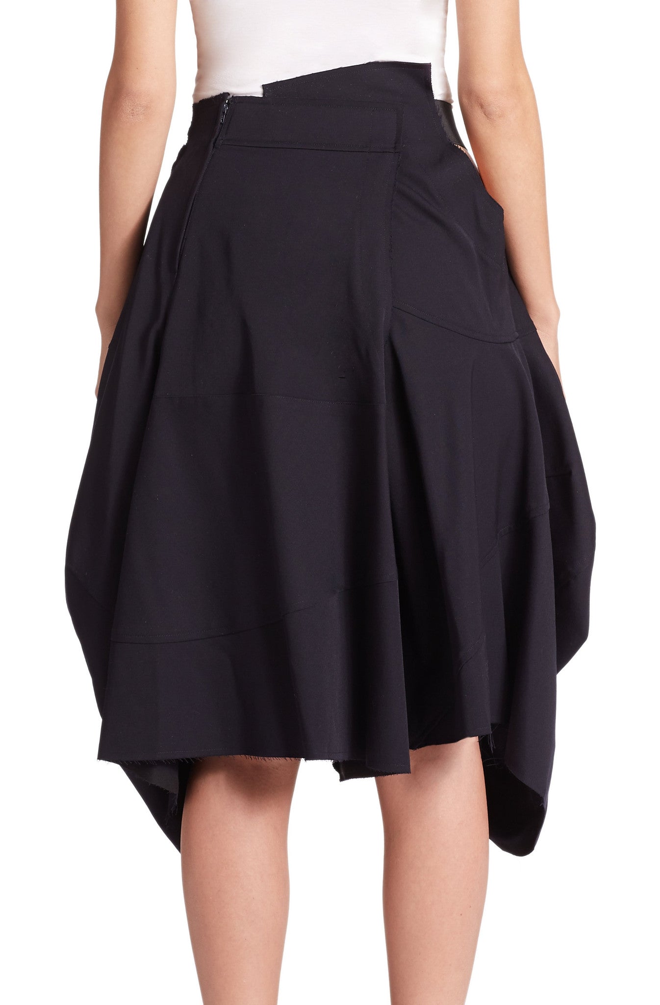 Women Loose Fitting Black Asymmetrical Hybrid Shorts Skirt // Draped Skirt - Ofelya Boutique