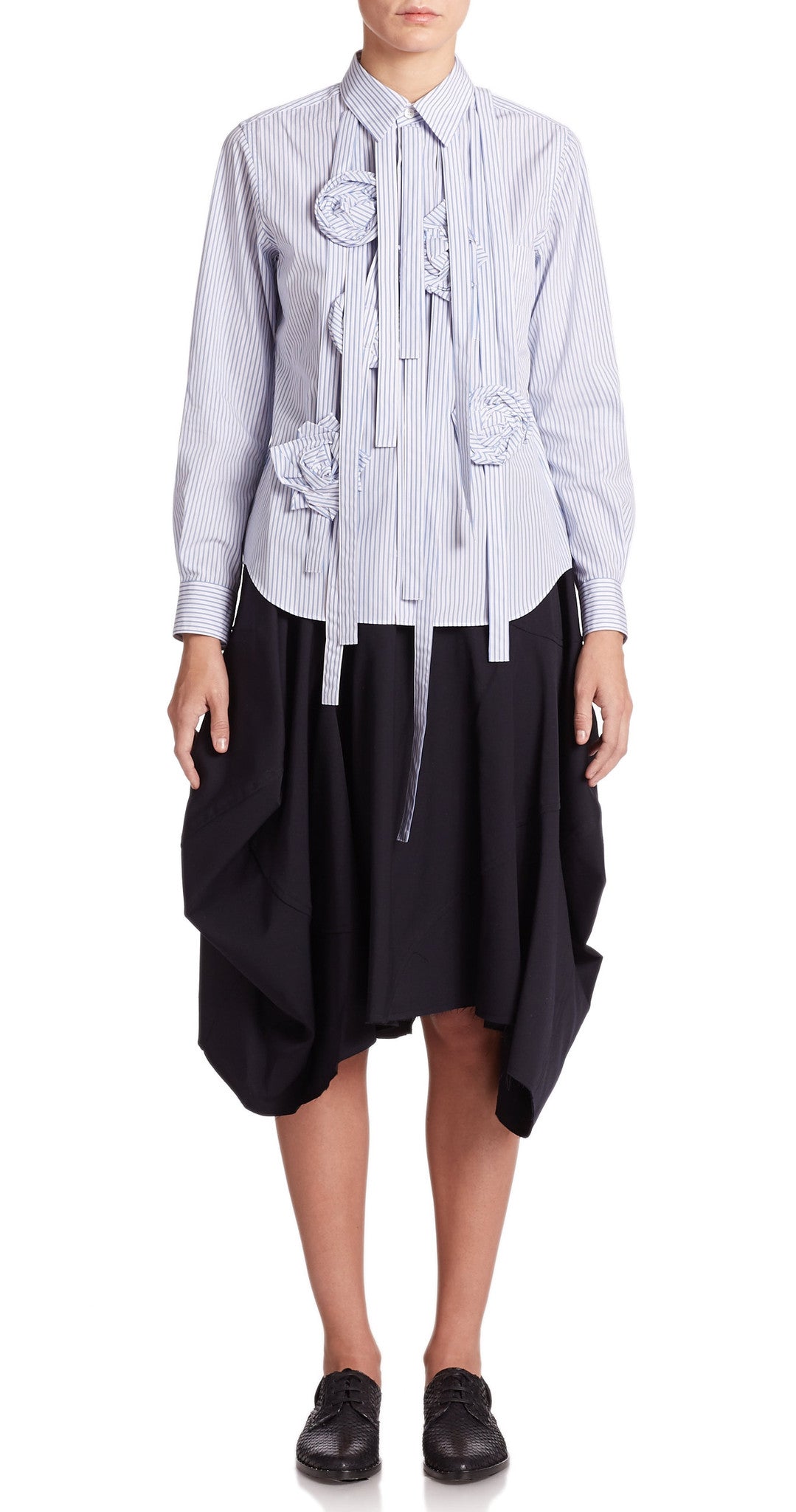 Women Loose Fitting Black Asymmetrical Hybrid Shorts Skirt // Draped Skirt - Ofelya Boutique