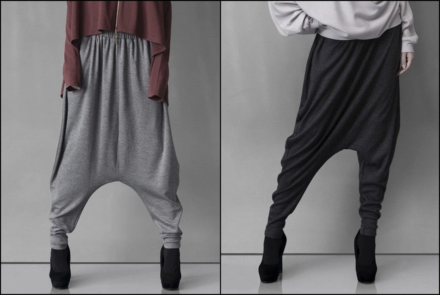 Women Long Drop Crotch Pants // Harem - Ofelya Boutique