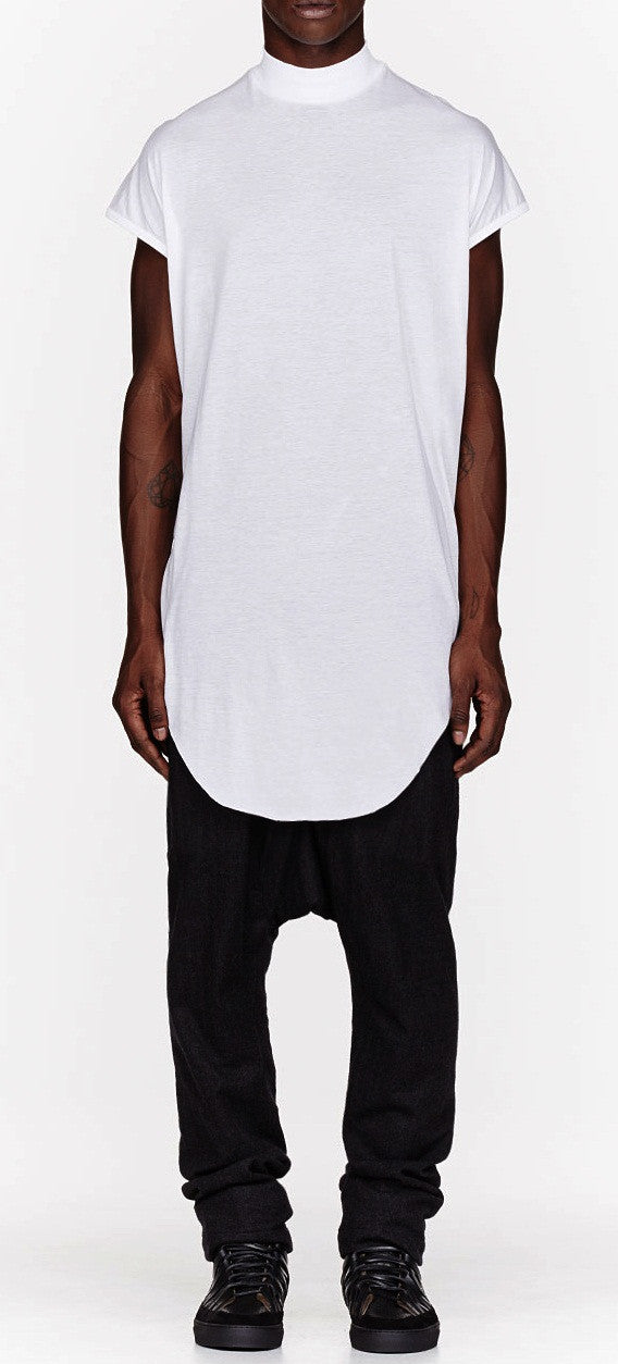 White Oversize Ribbed Tenem Tank Viscose Cotton Top - Ofelya Boutique