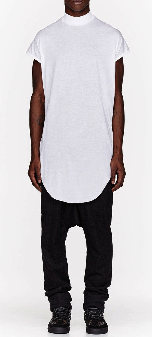 White Oversize Ribbed Tenem Tank Viscose Cotton Top - Ofelya Boutique