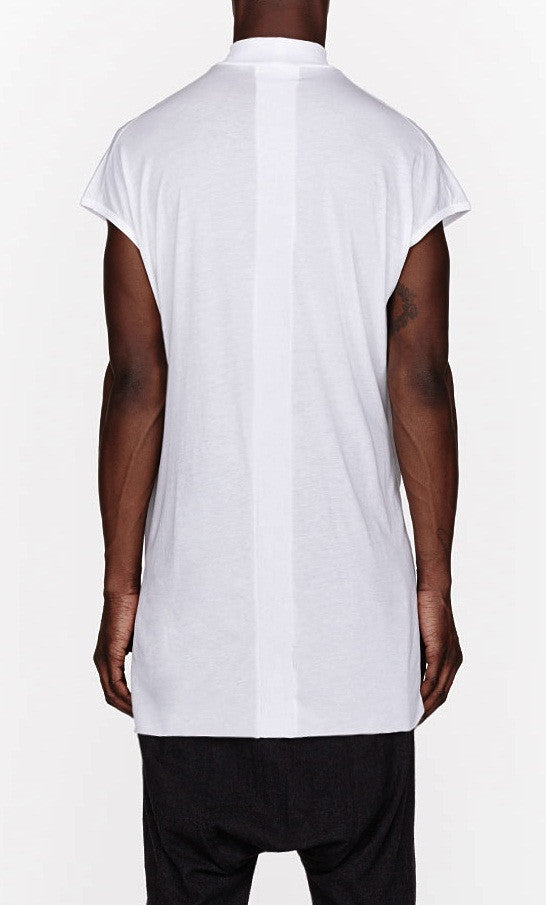 White Oversize Ribbed Tenem Tank Viscose Cotton Top - Ofelya Boutique