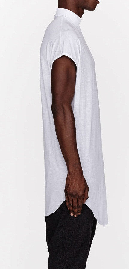 White Oversize Ribbed Tenem Tank Viscose Cotton Top - Ofelya Boutique