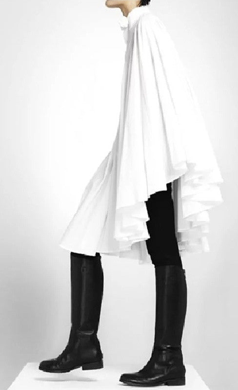 Bat Sleeve Loose Fit Cape-Style Blouse Shirt Asymmetrical pleated Skirt Dress Tunic - Ofelya Boutique