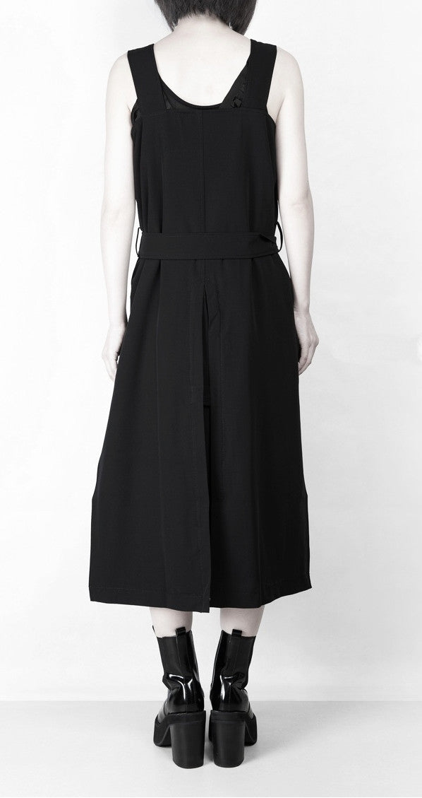 Relaxed-fit Stretcy Cotton Dark Black Contour of the Top Long Strap Dress Tunic - Ofelya Boutique