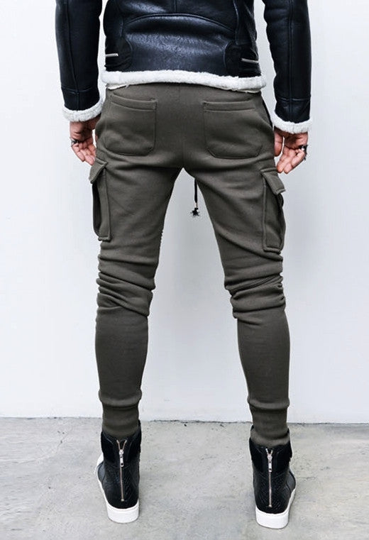 Cargo Mens Slim Cuffed Biker Jogger Terry Cotton Sweatpants-BB255 - Ofelya Boutique