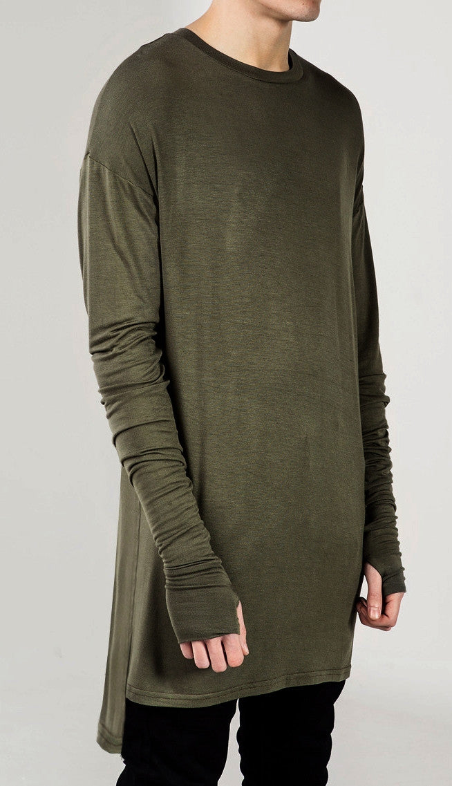 Extended Essential Long Sleeve Drop Back Under T-shirt - Ofelya Boutique