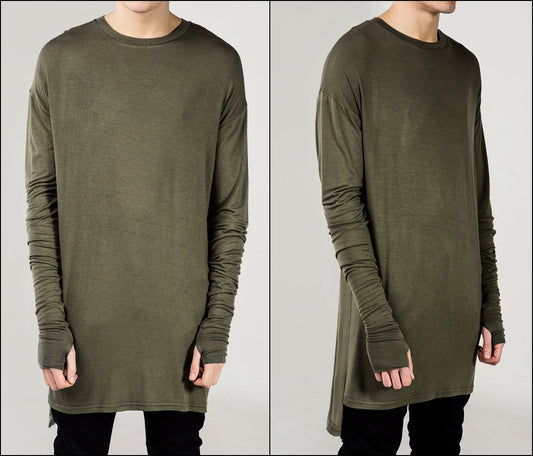 Extended Essential Long Sleeve Drop Back Under T-shirt - Ofelya Boutique