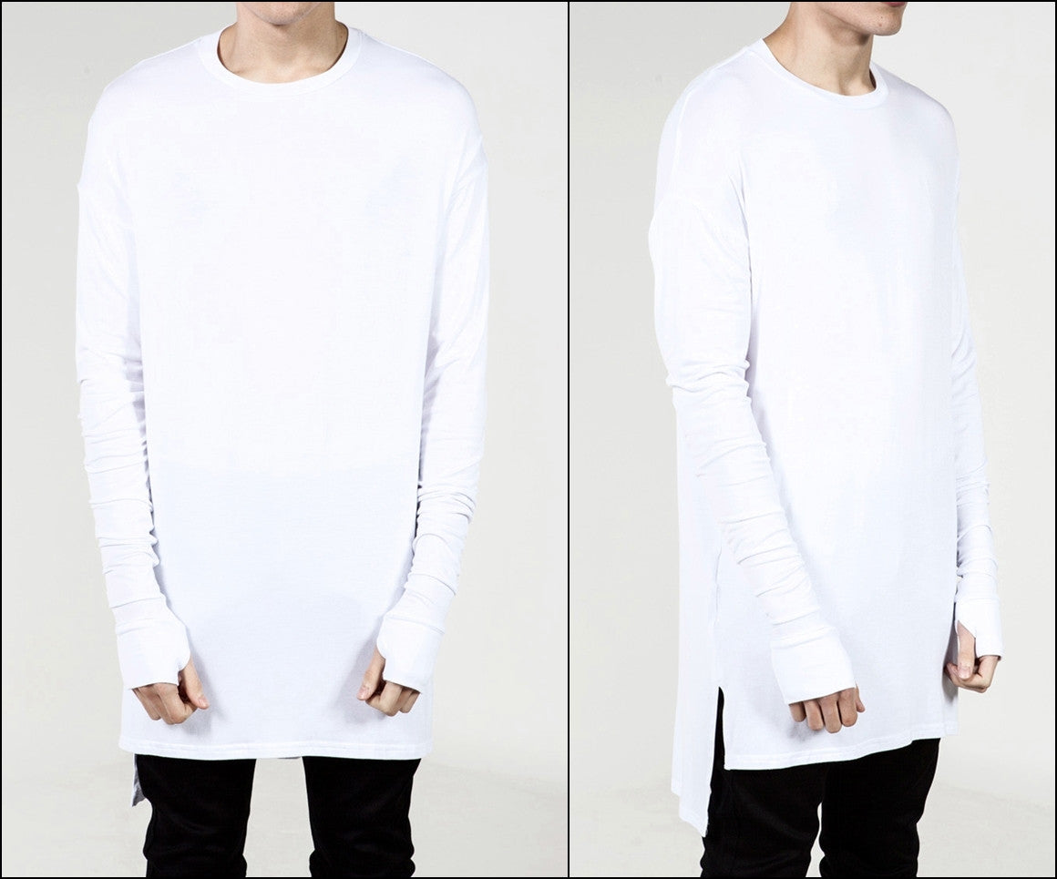 Extended Essential Long Sleeve Drop Back Under T-shirt - Ofelya Boutique