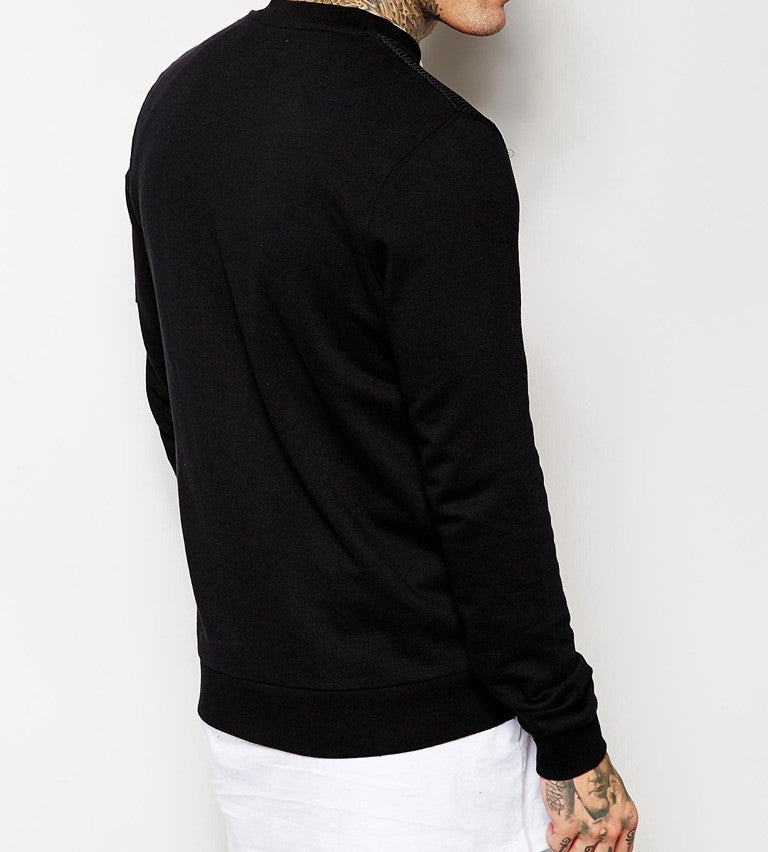 Mens Black Mesh Bomber Jacket  with Jersey Hoodie - Ofelya Boutique