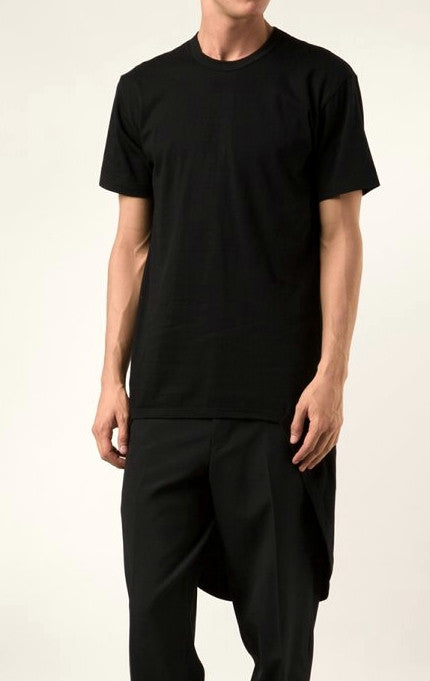 Short Sleeve Viscose Cotton Back Extended tee Feauturing a Round Neck and Long Tuxede Tail Tshirt - Ofelya Boutique