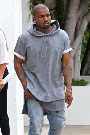 KW Side Slit Short Sleeve Essential Hooded Sweatshirt / Unsewn Cuffs - Ofelya Boutique