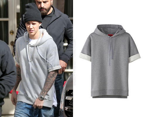 KW Side Slit Short Sleeve Essential Hooded Sweatshirt / Unsewn Cuffs - Ofelya Boutique