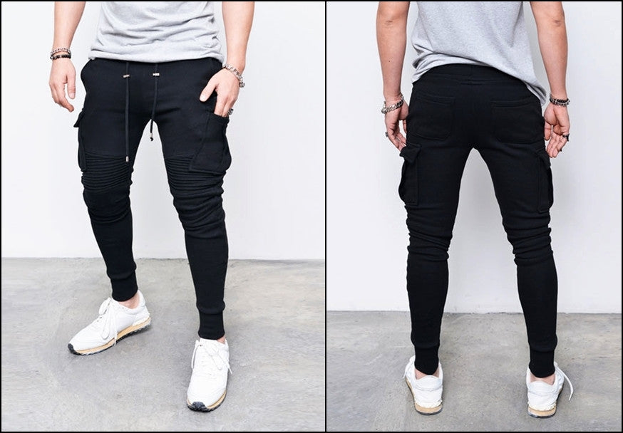 Cargo Mens Slim Cuffed Biker Jogger Terry Cotton Sweatpants-BB255 - Ofelya Boutique