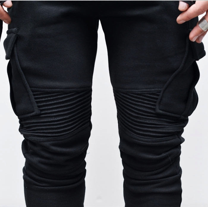 Cargo Mens Slim Cuffed Biker Jogger Terry Cotton Sweatpants-BB255 - Ofelya Boutique