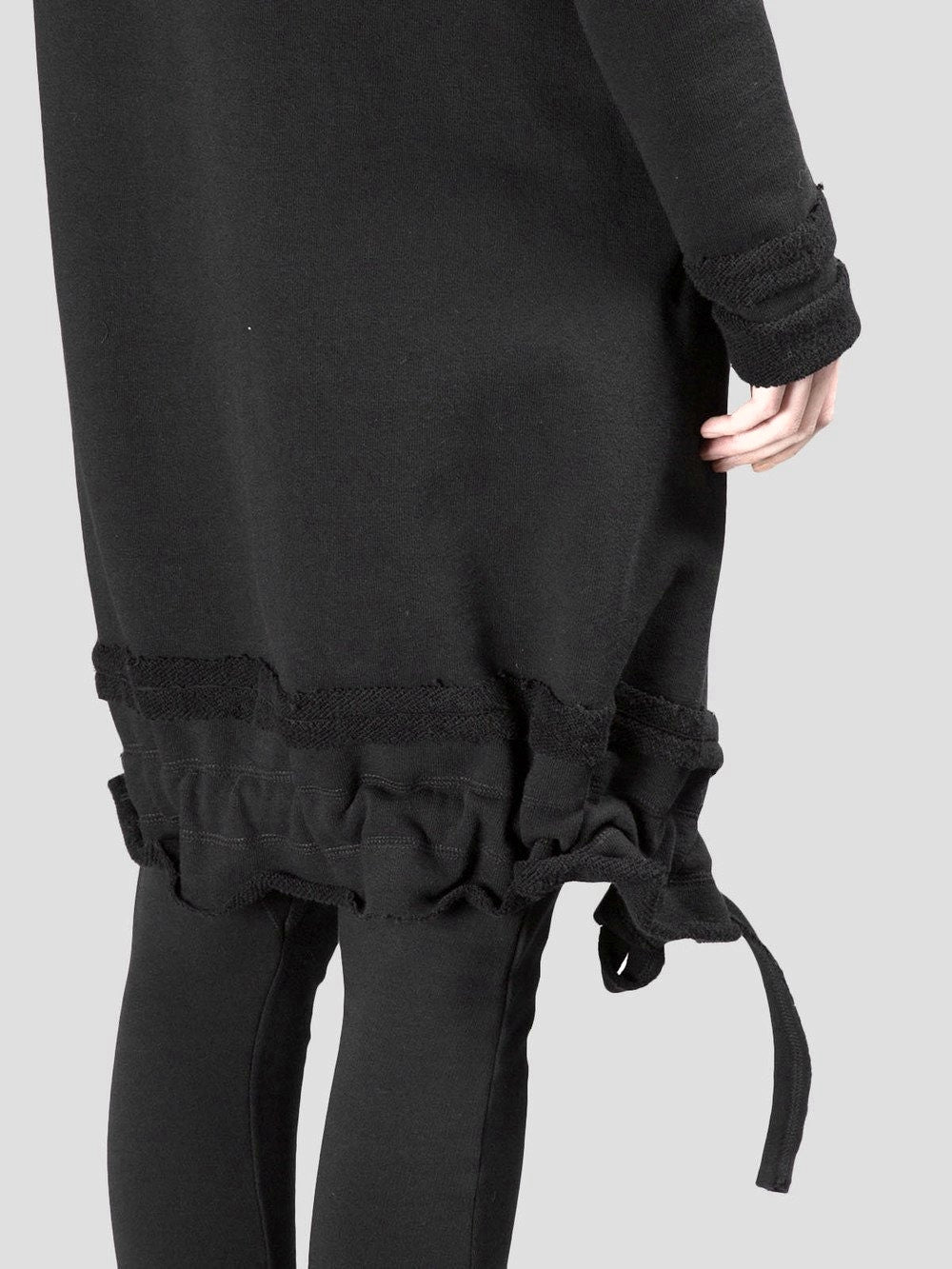 Women Asymmetric Raw Cut Seam Detail Sweaters Hoodie Zipped Side Pockets - Ofelya Boutique