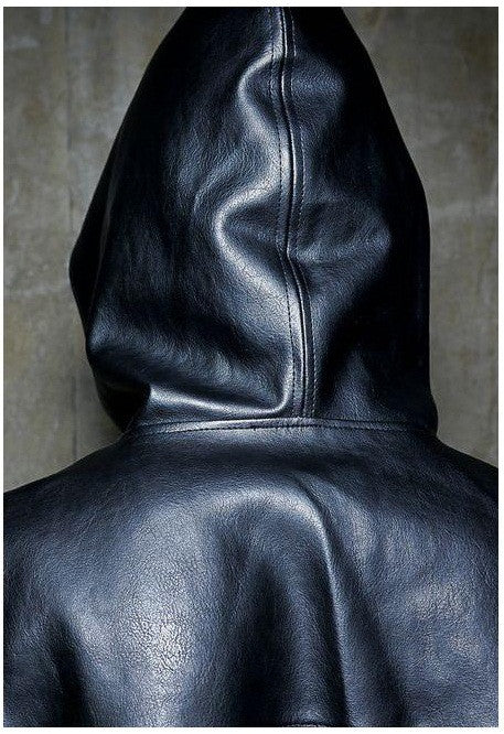 Asymmetric Long Sleeve Crop Sexy Leather Hoodie -BB428 - Ofelya Boutique