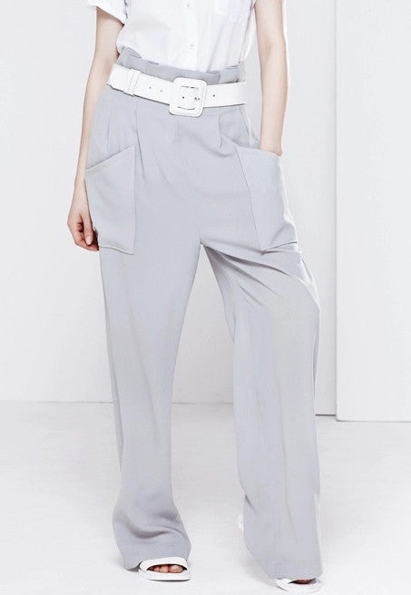 Loose Straight Minimalist Pant// Perspective Pleated Wide Leg Pants // Loose Casual Pant - Ofelya Boutique