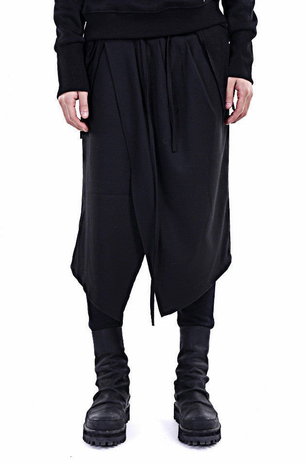 Black Skirt Layer Lounge Pants Side and Back Pocket Jogger Harem