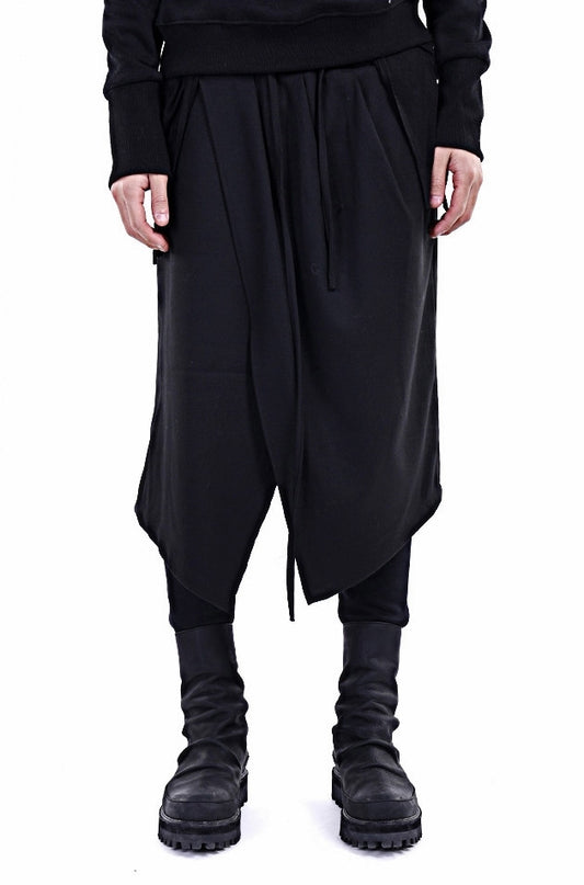 Black Skirt Layer Lounge Pants Side and Back Pocket Jogger Harem - Ofelya Boutique
