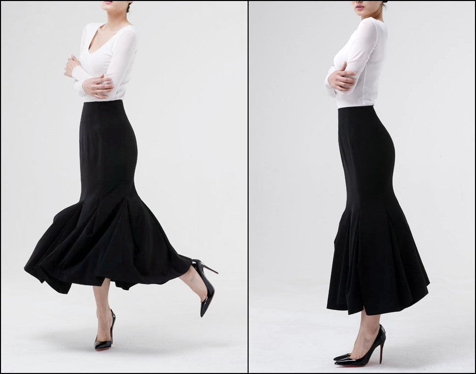 Women Woolen Fishtail Skirt / Long Skirt - Ofelya Boutique