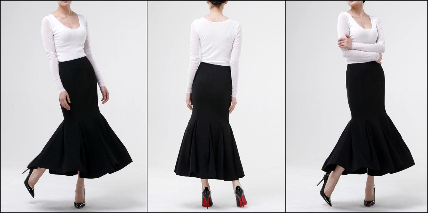 Women Woolen Fishtail Skirt / Long Skirt - Ofelya Boutique