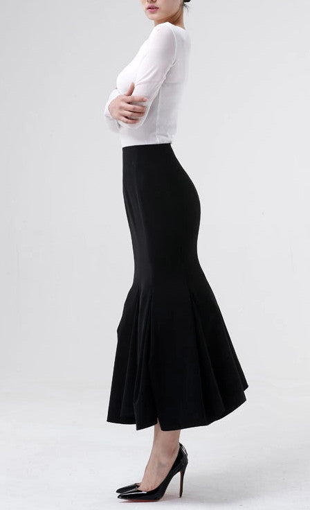 Women Woolen Fishtail Skirt / Long Skirt - Ofelya Boutique