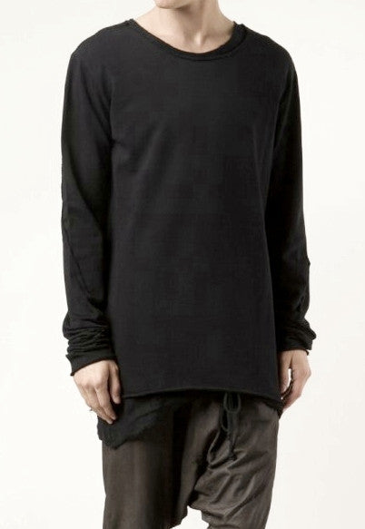 Black Layered Long Sleeve Round Neck Pullover Sweatshirt - Ofelya Boutique
