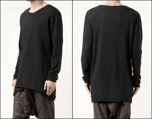 Black Layered Long Sleeve Round Neck Pullover Sweatshirt - Ofelya Boutique