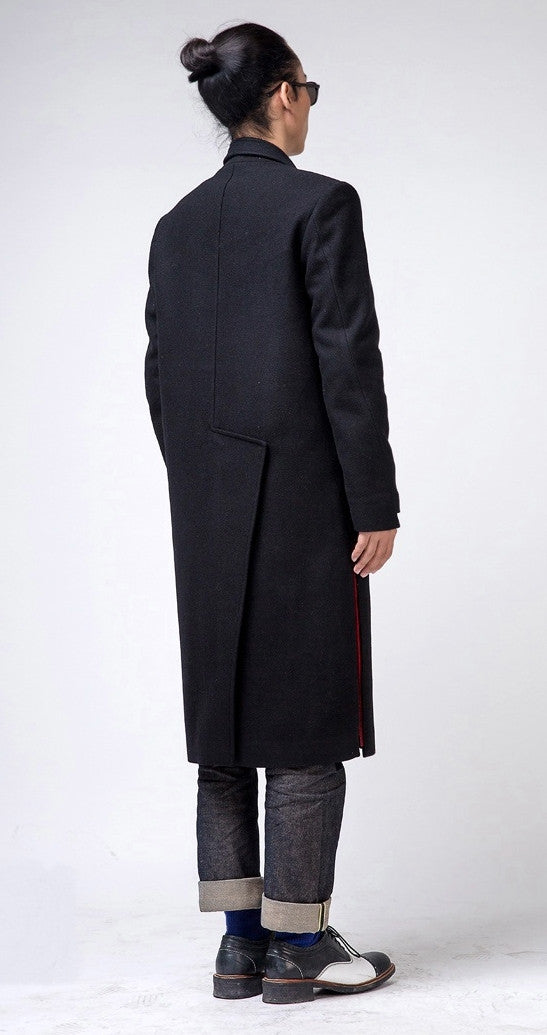 Oversized Wool Asymmetryc Cut Long Jacket // Extravagant Coat - Ofelya Boutique