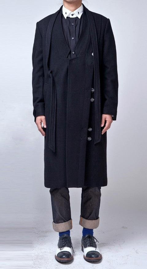 Oversized Wool Asymmetryc Cut Long Jacket //  Extravagant Coat - Ofelya Boutique