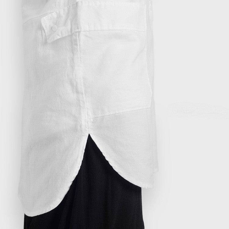 Women Loose Long Shirt / Tunic Shirt Irregular Assimetric Hem - Ofelya Boutique