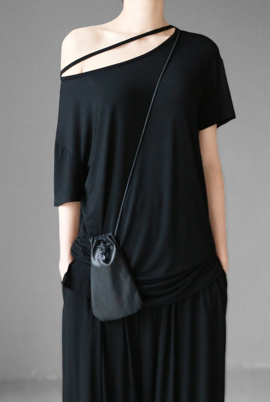 Party Top / Women's Blouse / Short Sleeve Top / Designer Blouse Top / Black Sexy Shirt - Ofelya Boutique
