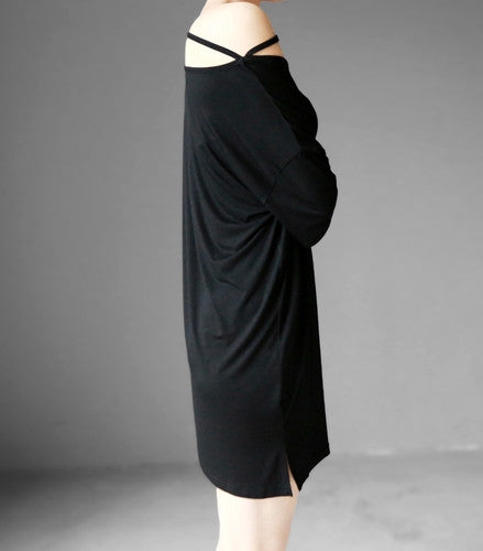 Party Top / Women's Blouse / Short Sleeve Top / Designer Blouse Top / Black Sexy Shirt - Ofelya Boutique