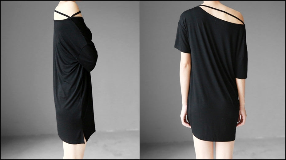 Party Top / Women's Blouse / Short Sleeve Top / Designer Blouse Top / Black Sexy Shirt - Ofelya Boutique