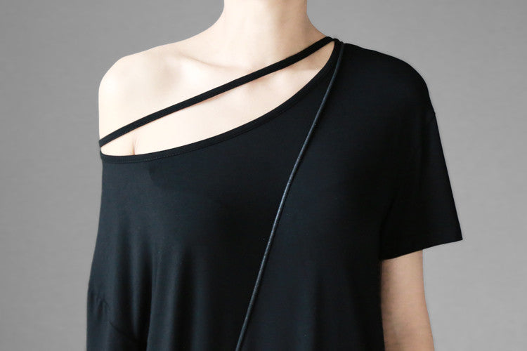 Party Top / Women's Blouse / Short Sleeve Top / Designer Blouse Top / Black Sexy Shirt - Ofelya Boutique