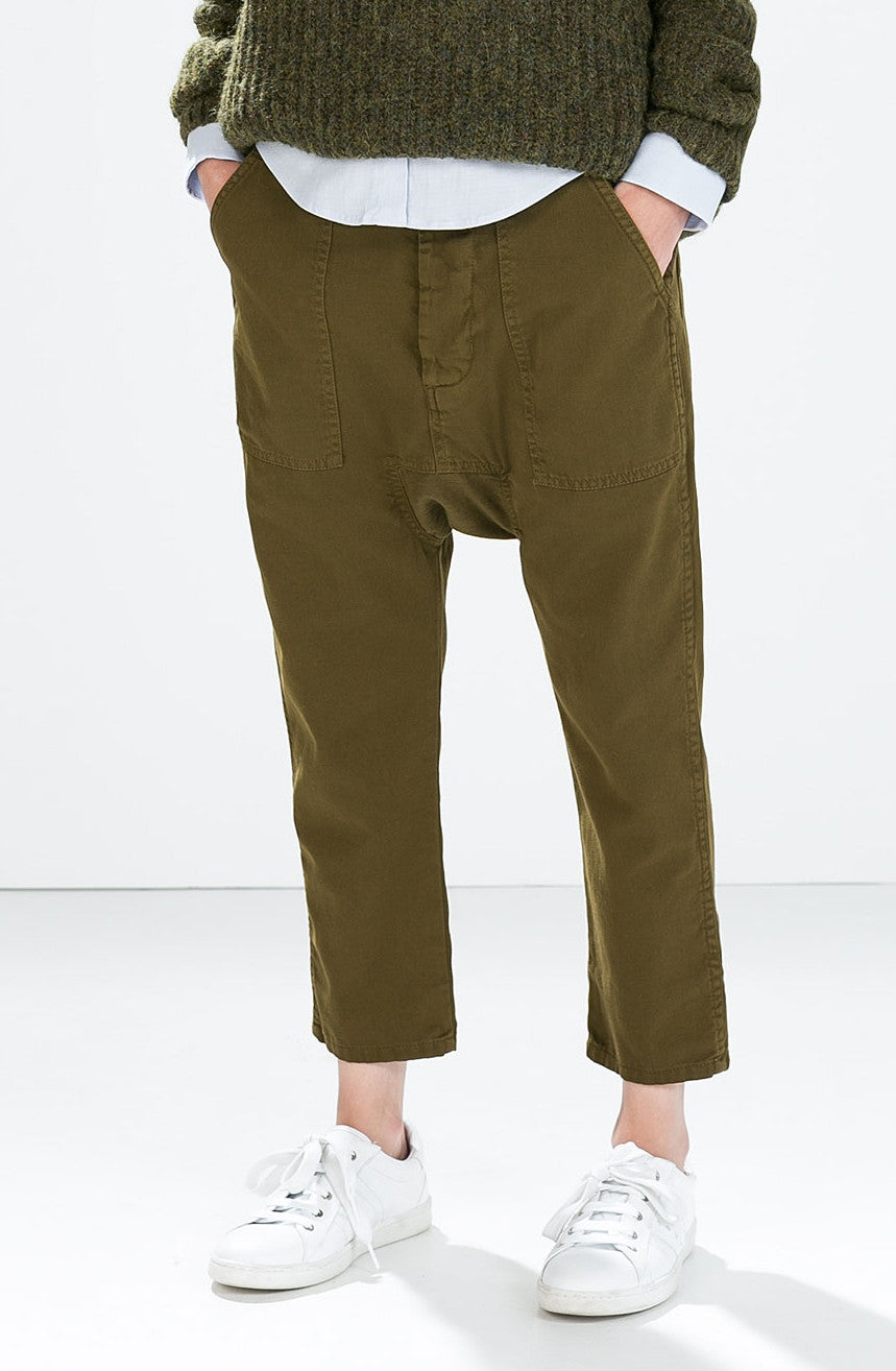 Women Drop Crotch Pants / Loose Casual Drop Crotch Harem Pants for Women - Ofelya Boutique