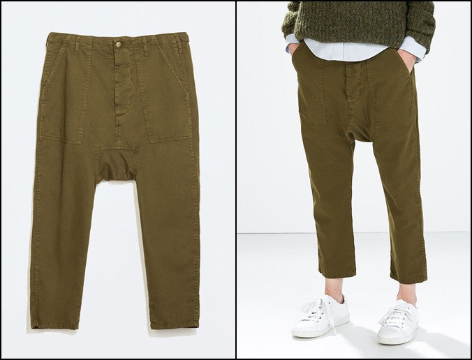 Women Drop Crotch Pants / Loose Casual Drop Crotch Harem Pants for Women - Ofelya Boutique