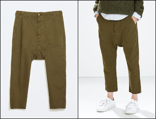 Women Drop Crotch Pants / Loose Casual Drop Crotch Harem Pants for Women - Ofelya Boutique