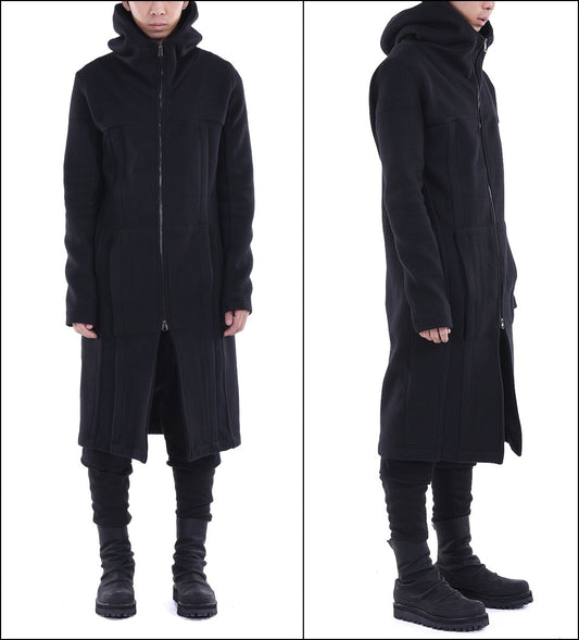 Black Relaxed-fit Oversized Overlong Hooded Zip Up Sweatshirt - Ofelya Boutique