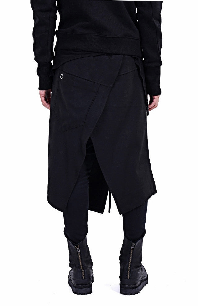 Black Skirt Layer Lounge Pants Side and Back Pocket Jogger Harem - Ofelya Boutique