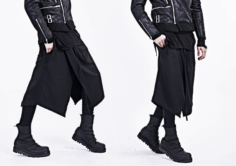 Black Skirt Layer Lounge Pants Side and Back Pocket Jogger Harem - Ofelya Boutique