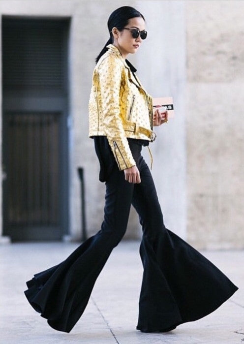 Marrakesh High Waist Stretcy Cotton Jersey More Loose Flares Flared Trouser Pant - Ofelya Boutique