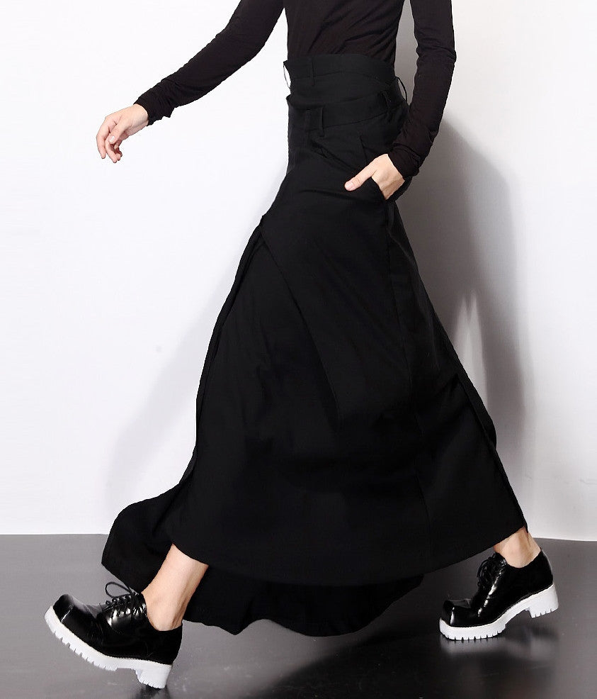 Asymmetric Cut Stretch Cotton Large Package Hip Skirt High-End Japanese Elegant Fashion Maxi Long Skirt // - Ofelya Boutique