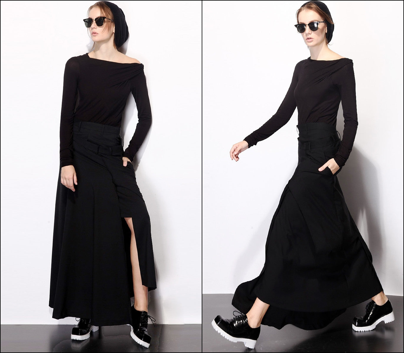 Asymmetric Cut Stretch Cotton Large Package Hip Skirt High-End Japanese  Elegant Fashion Maxi Long Skirt //