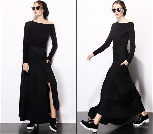 Asymmetric Cut Stretch Cotton Large Package Hip Skirt High-End Japanese Elegant Fashion Maxi Long Skirt // - Ofelya Boutique