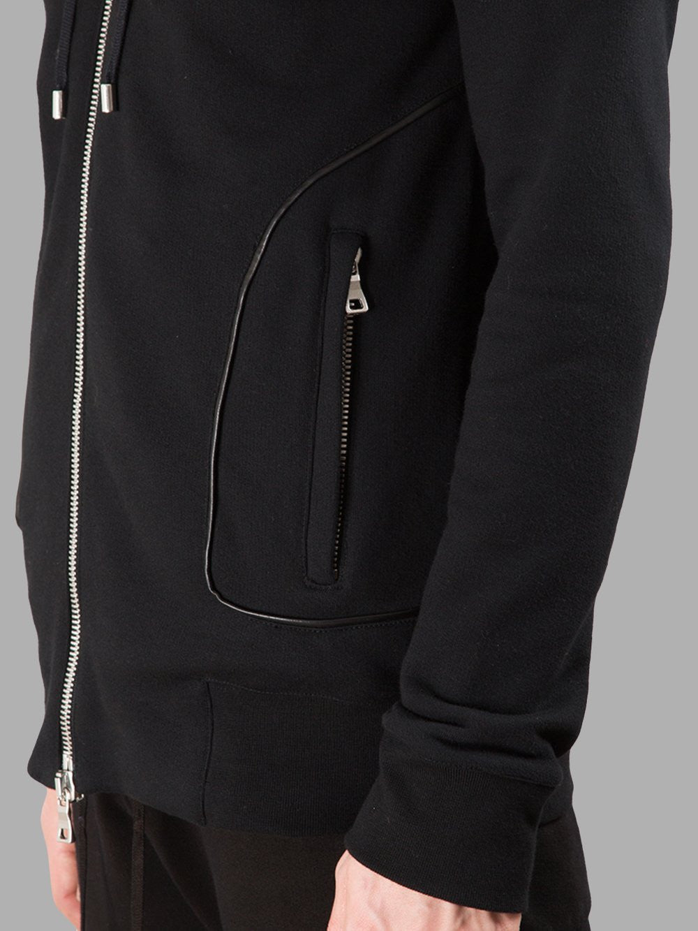 Men's Black Quilted Padded Hoodie with Drawstrings /Zipped Chest Pockets -Two Zipped Side Pockets - Ofelya Boutique